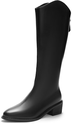 (Women) Hotwind PU Round Toe Zip High-Top Boots '5cm Black' H85W3412 Order (Women) Hotwind PU Round Toe Zip High-Top Boots '5cm Black' H85W3412