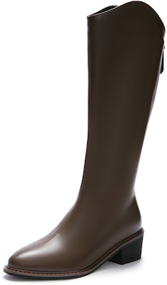 (Women) Hotwind PU Round Toe Zip High-Top Boots '5cm Black' H85W3412 Details for (Women) Hotwind PU Round Toe Zip High-Top Boots '5cm Black' H85W3412