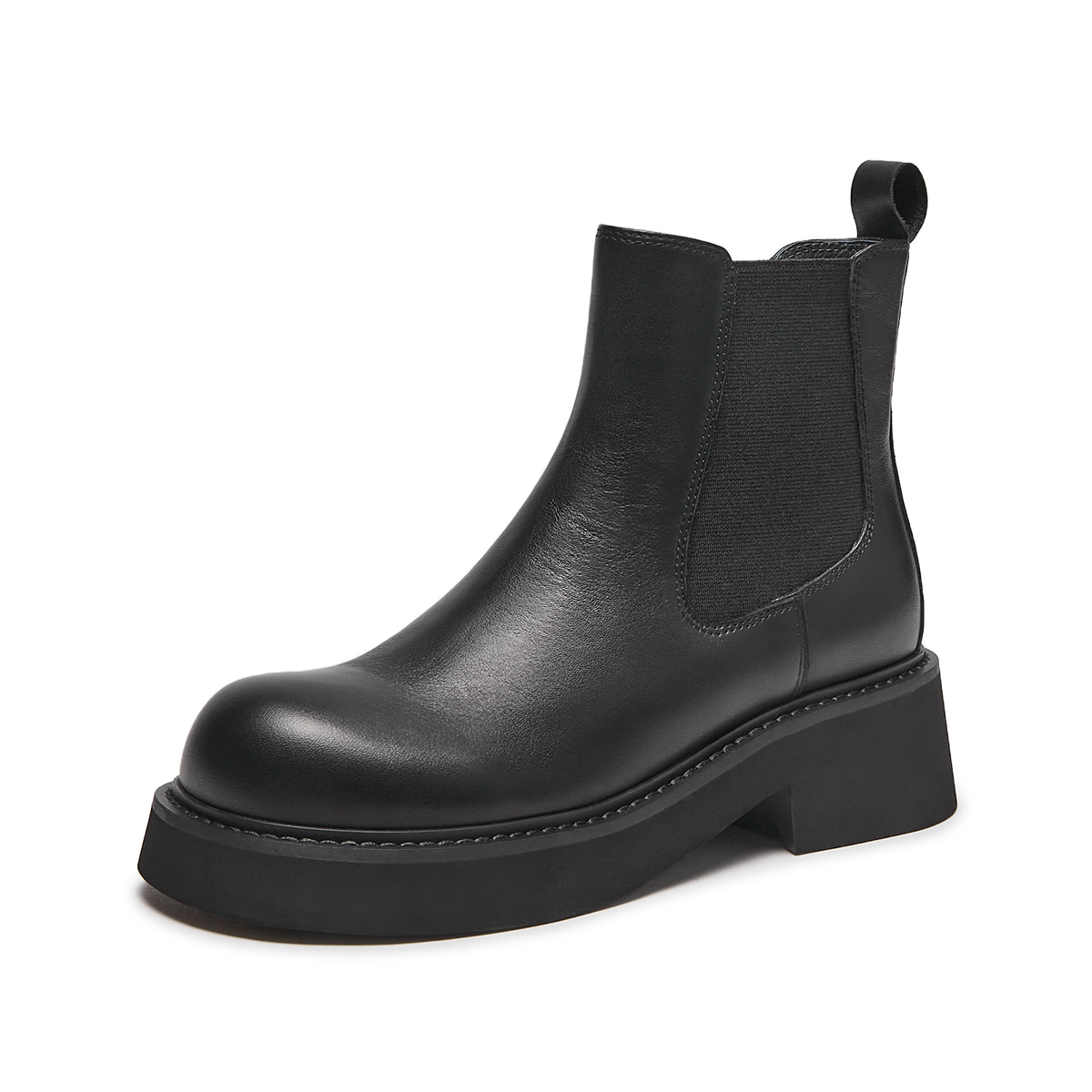 Order (W) 热风圆头休闲切尔西靴‘头层牛皮黑色’ H82W3420