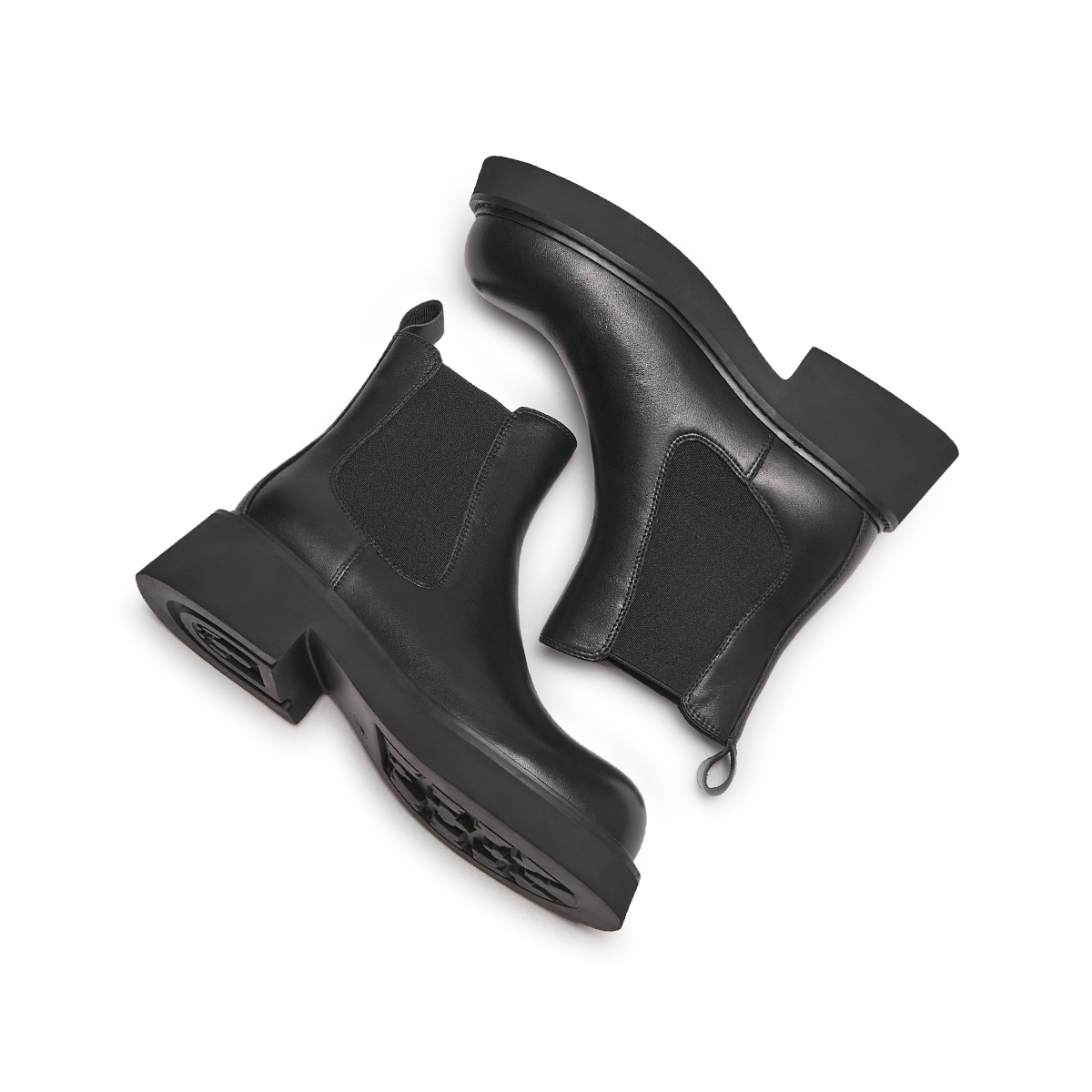 Shop (W) 热风圆头休闲切尔西靴‘头层牛皮黑色’ H82W3420