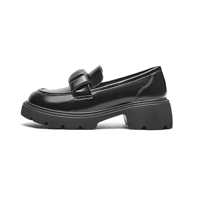 (W) Hotwind Round Toe Chunky Heel Casual Shoes 'Solid Black'