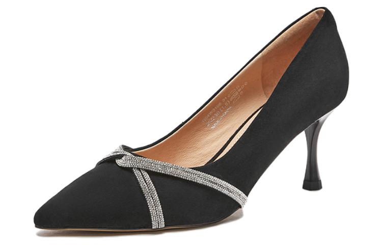 Order (W) Hotwind 羊皮時尚水鑽高跟鞋 7cm '黑色' '優雅細跟鞋' H04W3106