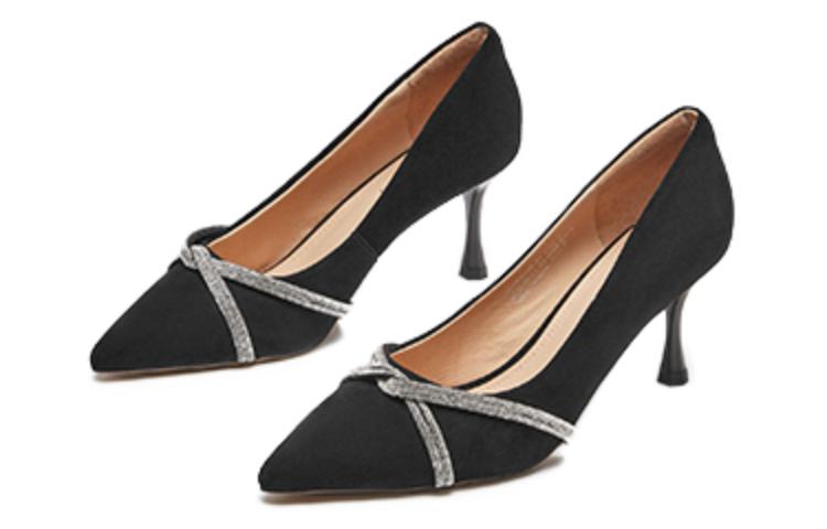 Lookbook (W) Hotwind 羊皮時尚水鑽高跟鞋 7cm '黑色' '優雅細跟鞋' H04W3106