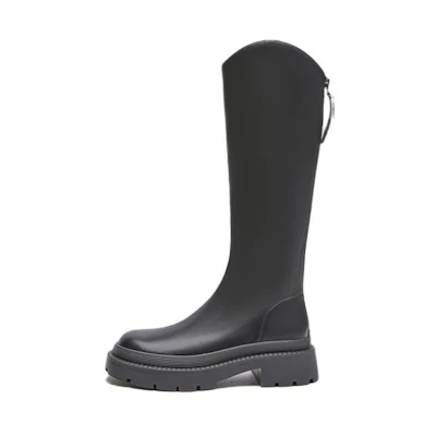 (W) Hotwind Synthetic Leather Fashion Casual Over-the-Knee Boots 'Black'