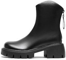 (Women) Hotwind Synthetic Leather Fashion Thick Sole Zipper Short Boots '6cm Heel' H82W2469 (Women) Hotwind Synthetic Leather Fashion Thick Sole Zipper Short Boots '6cm Heel' H82W2469