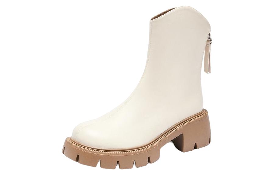 Shop (W) Hotwind Sepatu Boots Pendek Tebal Sintetis Hak 6cm dengan Resleting. H82W2469