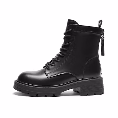 (W) Hotwind Synthetic Leather Martin Boots 'Versatile Casual Mid-Calf'