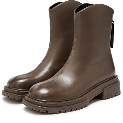 (W) Hotwind Sepatu Bot Kasual Kulit Sintetis Tumit 4.5cm Toe Bulat Ankle. H82W3819 3