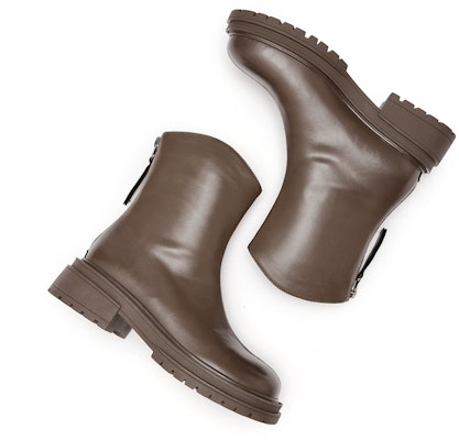 (W) Hotwind Sepatu Bot Kasual Kulit Sintetis Tumit 4.5cm Toe Bulat Ankle. H82W3819 4