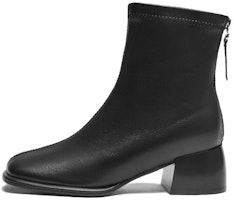 (Women) Hotwind Synthetic Leather Round Toe Chunky Heel Ankle Boot 'Fashion Casual' H84W2422 (Women) Hotwind Synthetic Leather Round Toe Chunky Heel Ankle Boot 'Fashion Casual' H84W2422