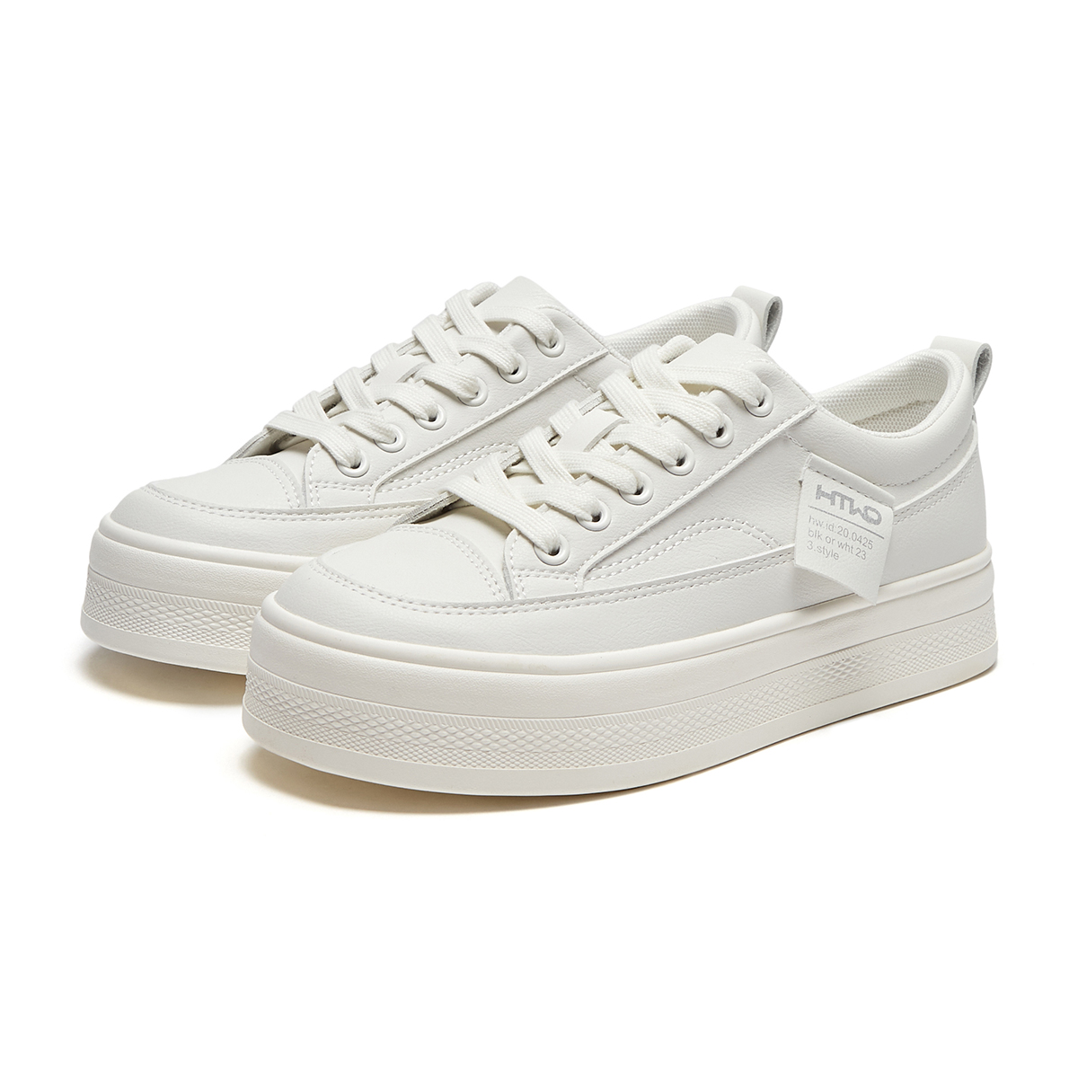 (W) Hotwind Synthetic Leather Round Toe Low Top 'White Fashion Casual' 圖 3