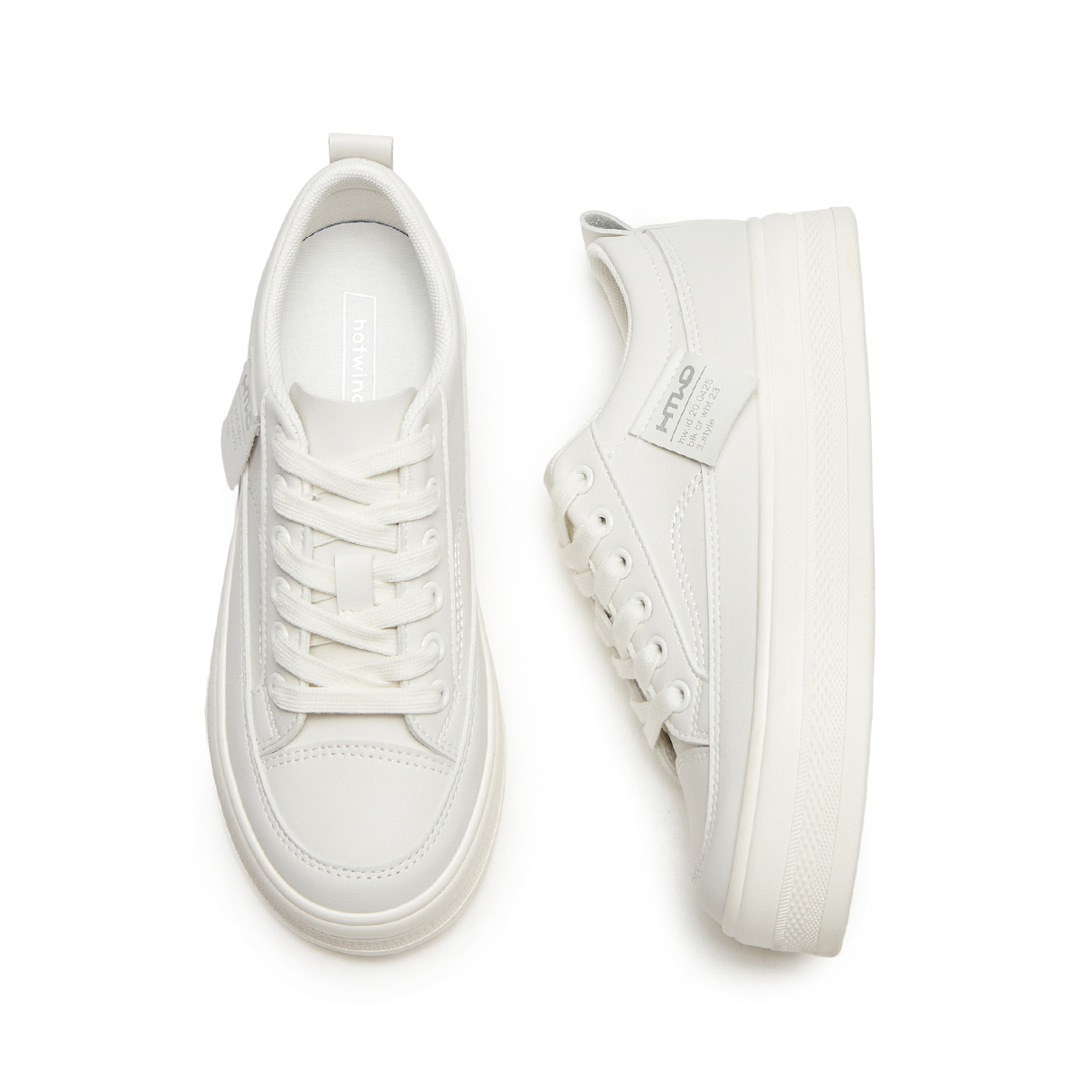 (W) Hotwind Synthetic Leather Round Toe Low Top 'White Fashion Casual' 圖 4