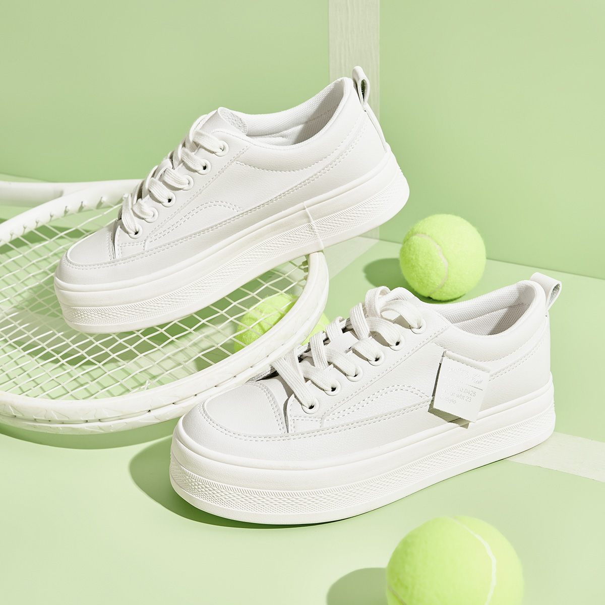 (W) Hotwind Synthetic Leather Round Toe Low Top 'White Fashion Casual' 圖 5