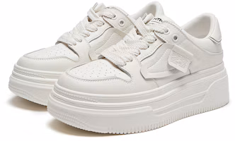 Shop (W) Hotwind Capa Doble de Cuero Suela Gruesa Zapato Bajo 'Tipo Skate' H13W3D13