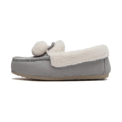 (W) Hotwind Woven Gentle Color-Block Round Toe Warm Flats 'Soft Hues'