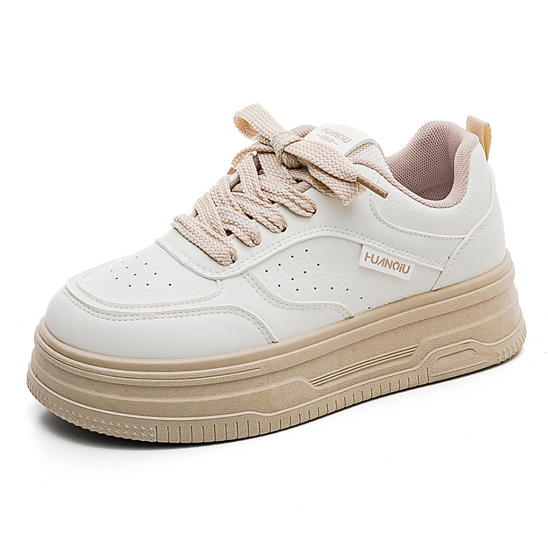 (Women) HUANQIU Beige Low-Top Casual Durable Fashion Sneakers LWB-K011M
