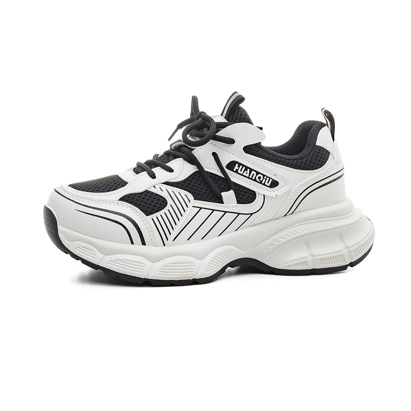 (Women) HUANQIU Black Low-Top Dad Shoes - Durable, Breathable, Stylish Sneakers SAI-J21B