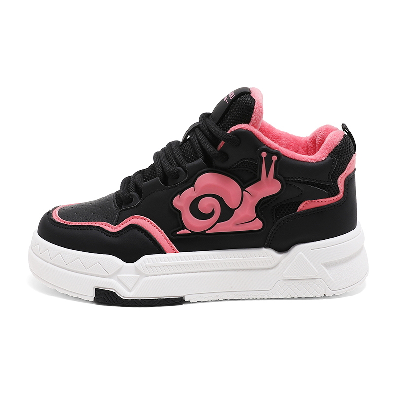 (Women) Huanqiu Black Red Fleece-Lined Casual Sneakers KM-HWCG42309BR