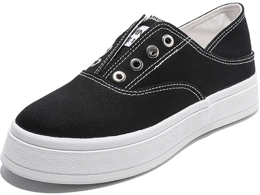 (W) (女性用) ファッションレースアップスリップオン Huanqiu キャンバスロー H20328 H20328 9