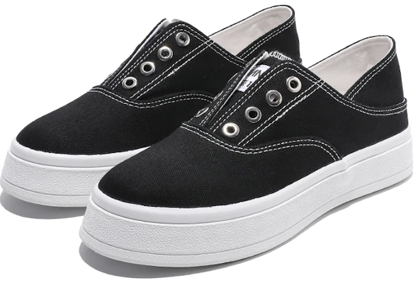 (W) (女性用) ファッションレースアップスリップオン Huanqiu キャンバスロー H20328 H20328 10