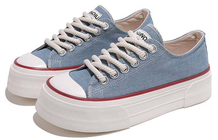 Lookbook 環球 HUANQIU 百搭氣質休閒耐磨 低幫 帆布鞋 女款 牛仔藍
