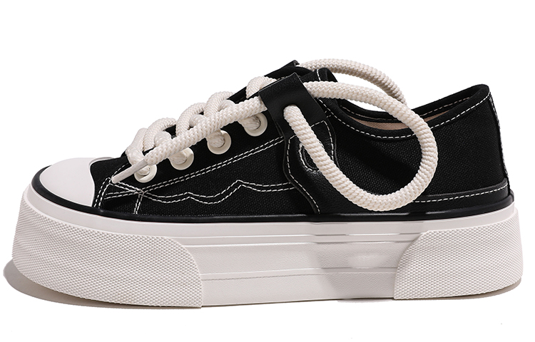 (W) Huanqiu Canvas Low 'Trendy CMFT All-Match Black'