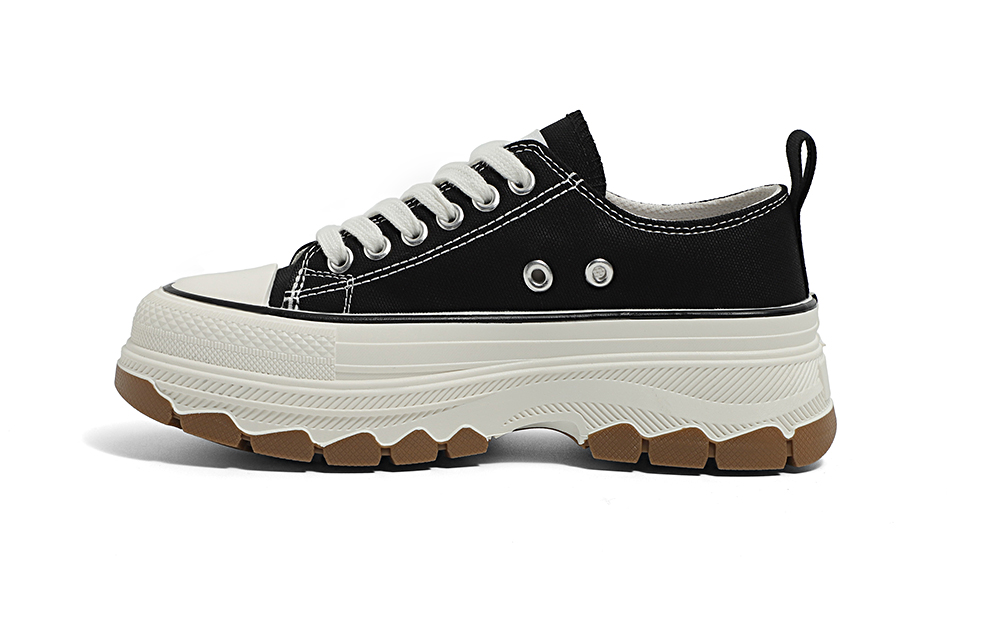 (Women) Huanqiu Canvas Low Top 'Black White Red' YW-233137