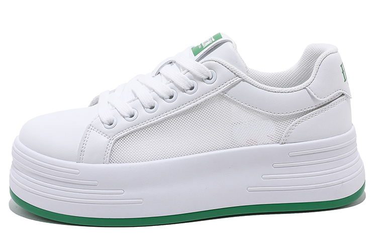 (Women) Huanqiu Canvas Low Top 'White Green' HQY-HW0510WG