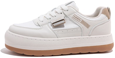 (Women) Huanqiu Canvas Patchwork Platform Sneakers 'Beige Brown' HQY-HW0525MZ (Women) Huanqiu Canvas Patchwork Platform Sneakers 'Beige Brown' HQY-HW0525MZ