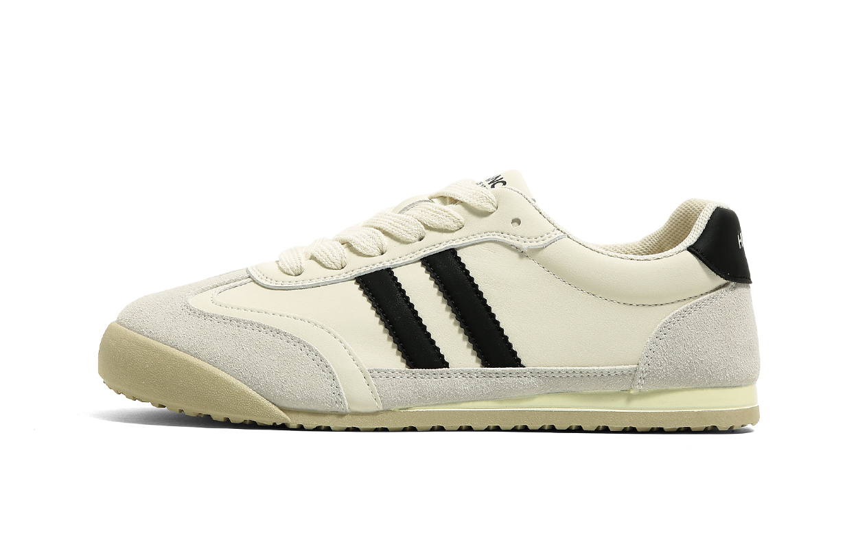 (Women) HUANQIU Casual Low-Top Sneakers Beige/Black - Stylish & Slip-Resistant. YW-XYD31107 Beige Black