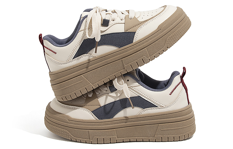 Lookbook 環球 HUANQIU 時尚百搭休閒 耐磨防滑 低幫 板鞋 女款 米深藍