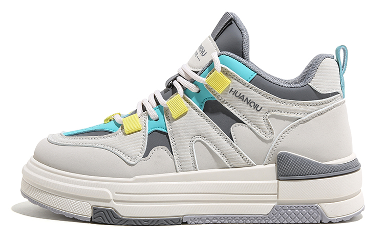 (Women) Huanqiu Leather Mid-Top 'Beige Grey Patchwork' HQ-HWBG3230MH