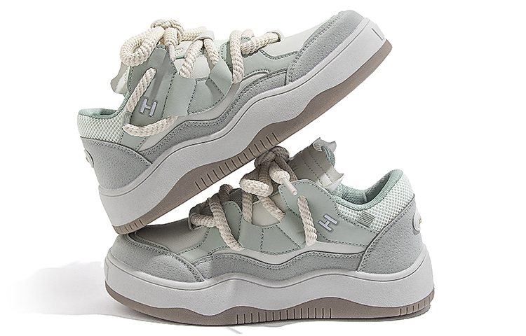 Lookbook 環球 HUANQIU 百搭休閒個性耐磨 低幫 板鞋 女款 米綠