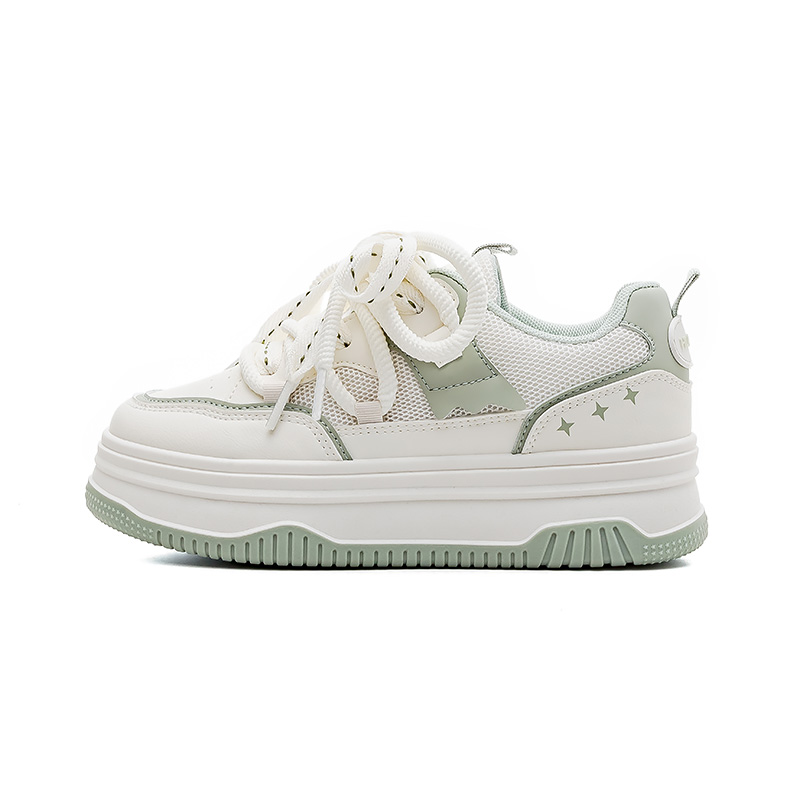 (Women) Huanqiu Low-Top White Green Casual Fashion Sneakers. HC188WG