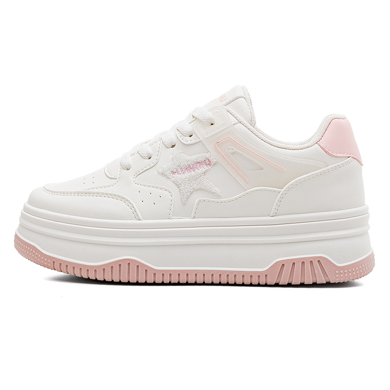 (Women) Huanqiu Low-Top White Pink Casual Breathable Fashion Sneakers HC185WP
