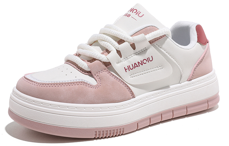 Order 環球 HUANQIU 仿超纖百搭個性休閒 防滑耐磨 低幫 板鞋 女款 粉色