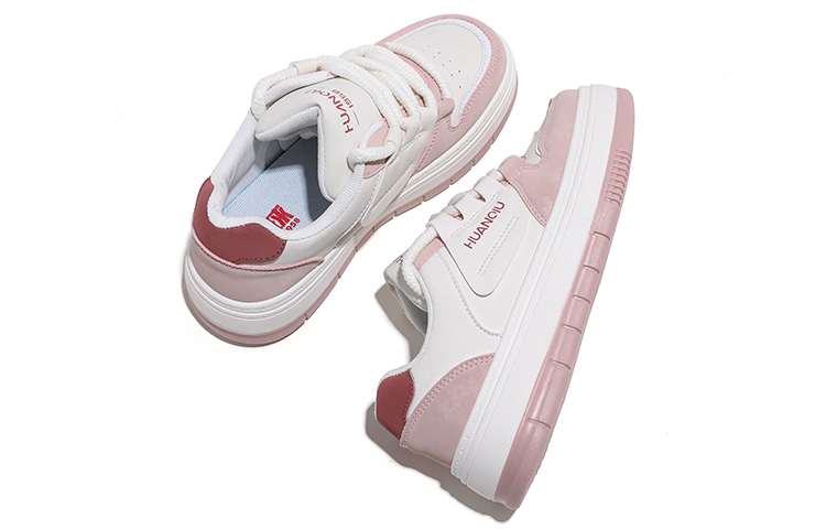 Shop 環球 HUANQIU 仿超纖百搭個性休閒 防滑耐磨 低幫 板鞋 女款 粉色