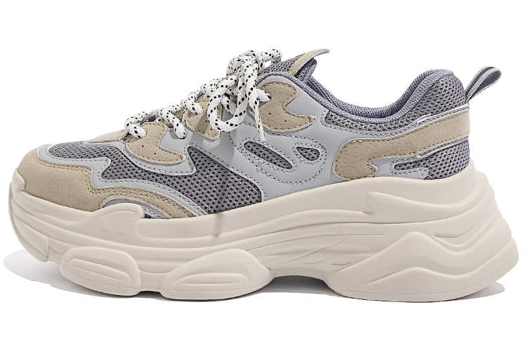 (W) Huanqiu Mesh Splicing CMFTable Versatile Low-Top 'Dad Shoe Light Grey'