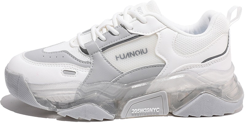 (Women) Huanqiu Oxford Cloth Patchwork Jelly Sole 'Dad Shoe White Grey' HQY-HH0180M Buy (Women) Huanqiu Oxford Cloth Patchwork Jelly Sole 'Dad Shoe White Grey' HQY-HH0180M