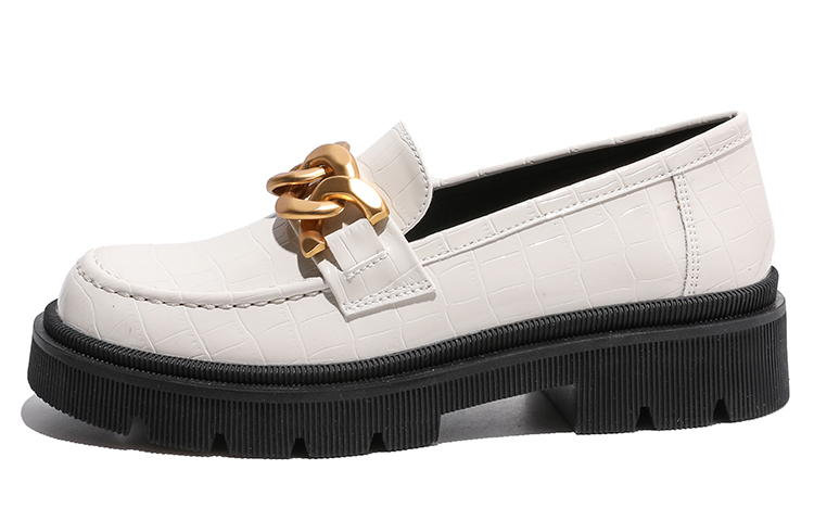 (Women) Huanqiu PU 'Stone Pattern Beige Platform Loafer' HQY-BB0138M