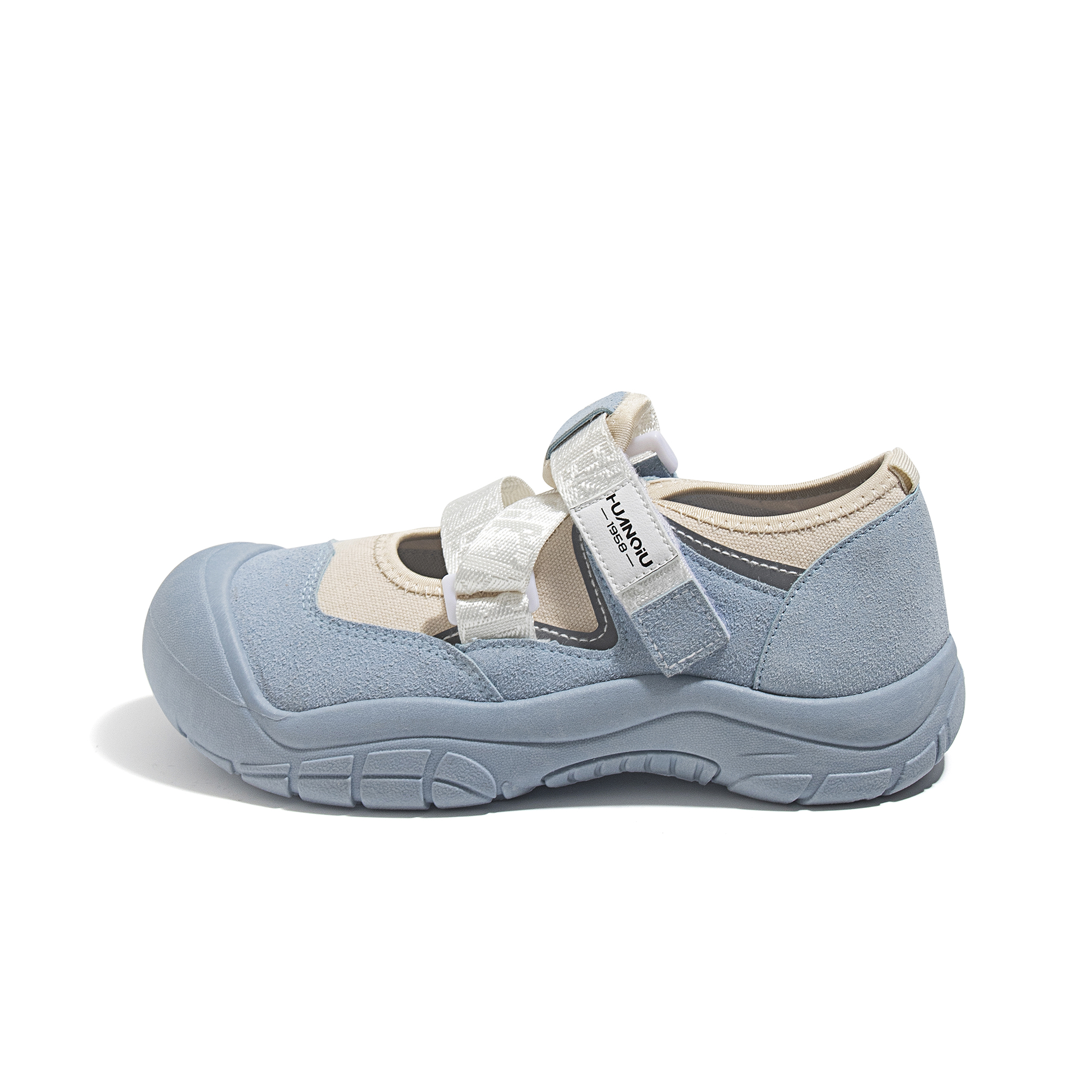 (Women) HUANQIU PU Low-Top Casual Platform Shoes Round-Toe Sneakers ZHQ5010 Light Blue