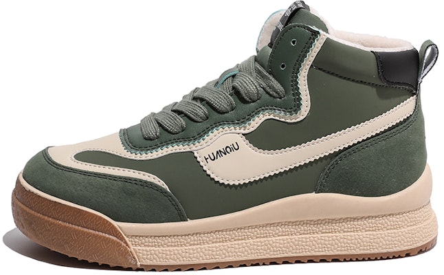 (Women) Huanqiu Retro High-Top Sneakers Green Faux Leather with Fleece. HQY-YH0108-1G Buy (Women) Huanqiu Retro High-Top Sneakers Green Faux Leather with Fleece. HQY-YH0108-1G