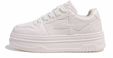 (Women) HUANQIU White Casual Sneakers - Comfort, Non-Slip, Height Boost, Low-Top. KM-HHCG46678W (Women) HUANQIU White Casual Sneakers - Comfort, Non-Slip, Height Boost, Low-Top. KM-HHCG46678W