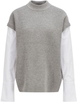 (Women) HUGO BOSS Colorblock Wool-Blend Sweater Grey 50463940-040 (Women) HUGO BOSS Colorblock Wool-Blend Sweater Grey 50463940-040