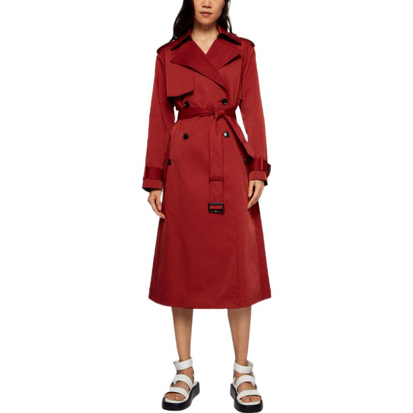 Lookbook (W) HUGO BOSS 紅色雙排扣中長版防水風衣外套 50468089-606