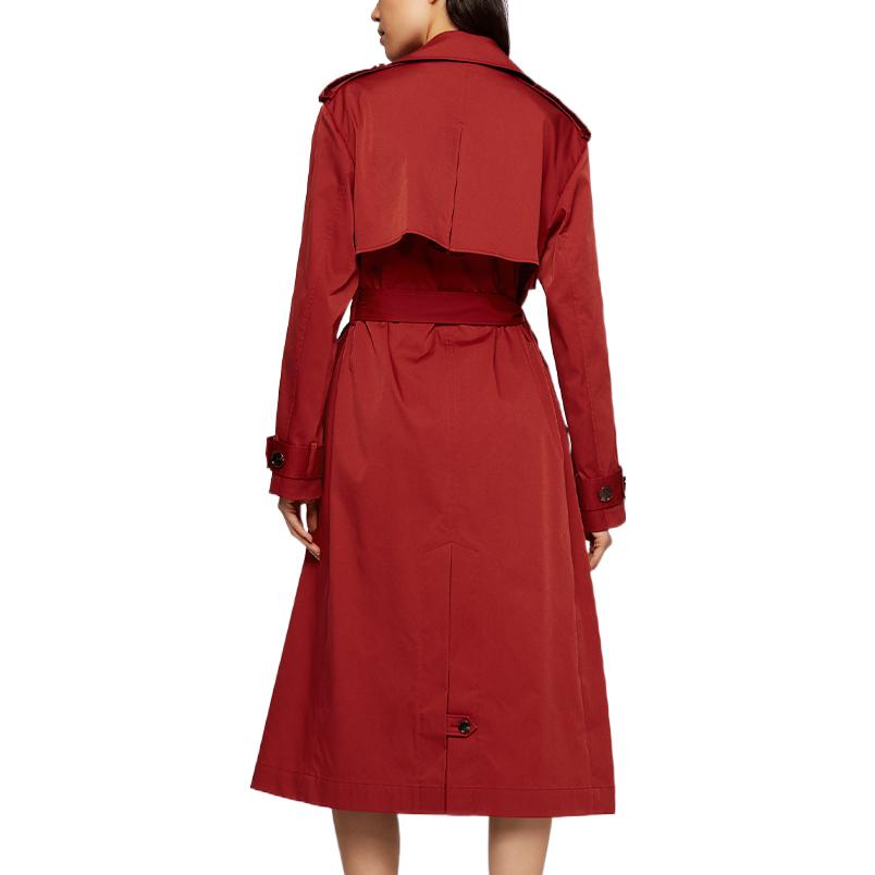 Shop (W) HUGO BOSS 紅色雙排扣中長版防水風衣外套 50468089-606