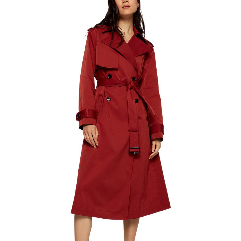 Purchase (W) HUGO BOSS 紅色雙排扣中長版防水風衣外套 50468089-606