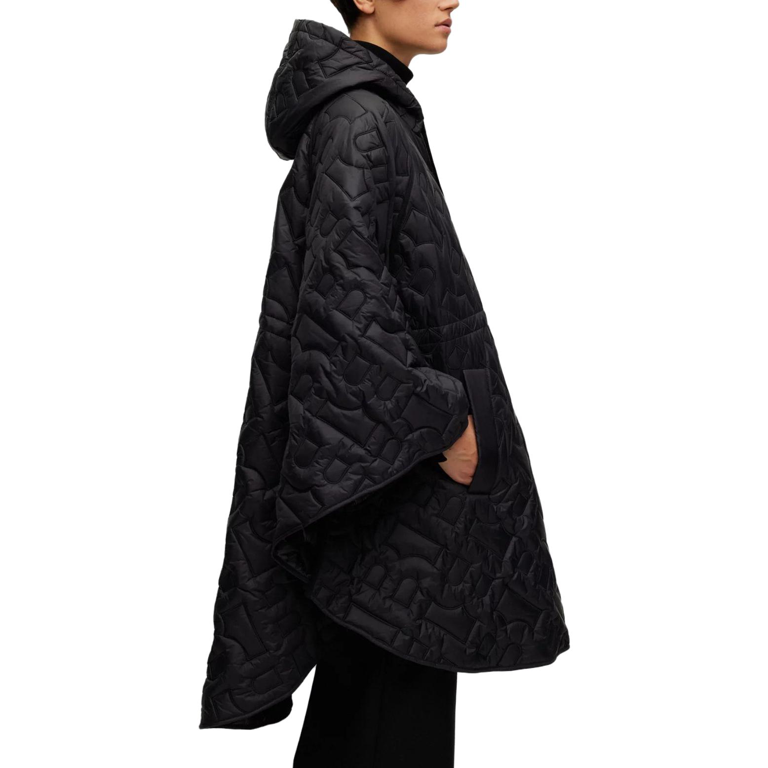 Purchase (W) HUGO BOSS 黑色長版寬鬆連帽拉鍊外套 50510576-001