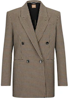(Women) HUGO BOSS Checkered V-Neck Slim Fit Long-Sleeve Brown Jacket 50495846-260 (Women) HUGO BOSS Checkered V-Neck Slim Fit Long-Sleeve Brown Jacket 50495846-260