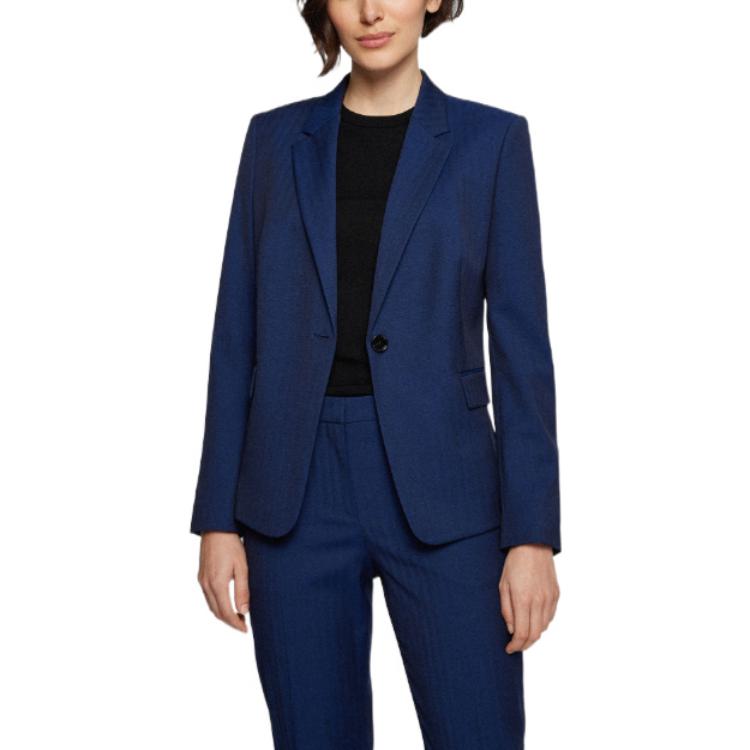 (Women) HUGO BOSS FW22  Herringbone Stretch Wool Single-Breasted Blazer. 50472298-966 圖 5